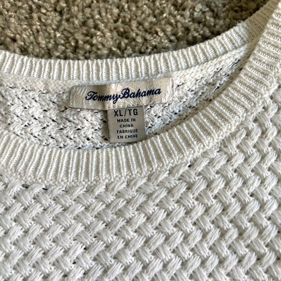 Tommy Bahama XL White Sleeveless Knit Tank Top Textured Design Side Ties - Picture 8 of 11